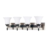4 Light Vanity - Nickel & Black / Satin White Glass - Nuvo Lighting 60-1754