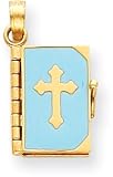 Enamel Charm Lords Prayer Opens Blue Charm, 14K Yellow Gold