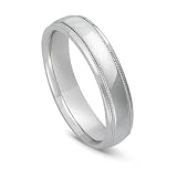 14k White Gold Milgrained Women's Wedding Band, 5mm