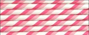 25 Pack Paper Straws 8" Hot Pink + Light Pink Stripe