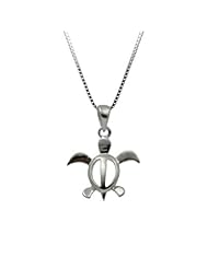 Sterling Silver Turtle Honu Necklace Pendant with Box Chain