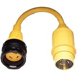 Marinco 110A Marine Electrical Shore Power Pigtail Adapter (50-Amp 125-Volt Locking Male to 30-Amp 125-Volt Locking Female with Sealing Collar System, Yellow)