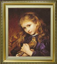 ソフィー・アンダーソン　キジバト  F8サイズ  【油絵 直筆 複製画】【布張りキャンバス・ガラス板額縁付：サイズ６００×５２６㎜】