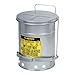Justrite 2RYH7 SILVER GALVANIZED STEEL OILY WASTE CAN, 14 GAL. CAPACITY, FOOT OPERATED SELF CLOSING LID TYPE