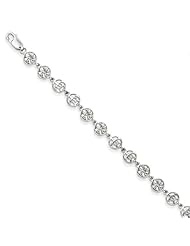 14k White Gold Flower & Turtle Circles Bracelet