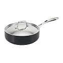 Typhoon Greenpan Aluminium Induction Covered Saute Pan, Vienna Black, 24 cm