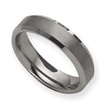 Tungsten Beveled Edge 6mm Brushed Polished Band Ring Size 8