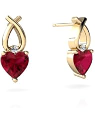 Created Ruby 14kt Yellow Gold Earrings