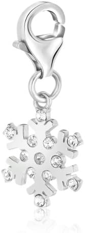 Sterling Silver White Tone Crystal Embellished Snowflake Charm