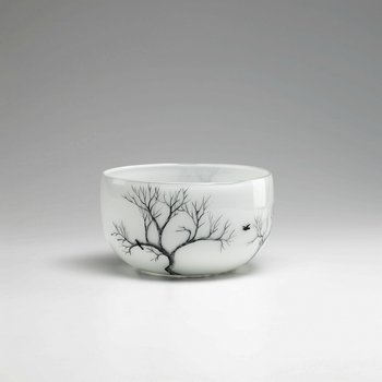 Cyan Lighting 02917 Large Winter Elm Bowl, White and Smoked Finish