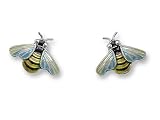 Bee Post Silver & Enamel Earrings