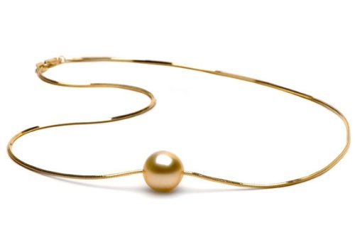 AAA Quality, 10.0-11.0 mm, Solitaire Collection Golden South Sea Pearl Necklace