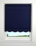 Navy / Dark Blue - Plain Scalloped Edge Roller Blind / Blinds - 180x160cm