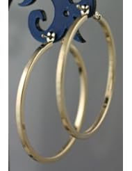 Solid 14K Yellow Gold Square Tube 1.5" Hoop Earrings 3.1g Italian