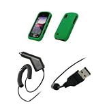 Samsung Solstice A887 - Premium Neon Green Soft Silicone Gel Skin Cover Case + Rapid Car Charger + USB Data Sync Charge Cable for Samsung Solstice A887
