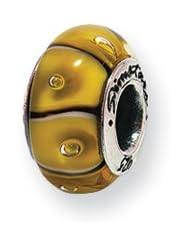 Yellow Striped, Glass Charm for 3mm Charm Bracelets