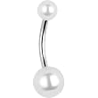 White Faux Pearl Belly Ring