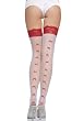White Thigh High Stockings With Red Lace