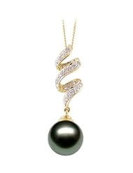 PremiumPearl 9-14mm AAA Quality Tahitian Pearl Pendant 18k Gold & Diamonds