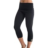Zaggora Foldover Hotpants Slimming Capri, Black
