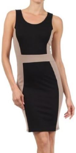 Gorgeous La Scala Black and Tan Colorblocked Body Con/Contouring Dress - Large