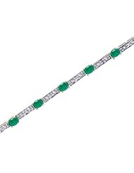 14K Yellow Gold Oval Emerald and Diamond Bracelet