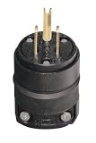 Leviton 000-515PR-000 15 Amp Black Rubber Plug Grounded 125 Volt