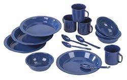 Enamel Camping Tableware Set, Blue Enamel Camping Tableware Set