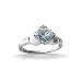 14K White Gold Genuine Heart Aquamarine and Diamond Celtic Claddagh Ring