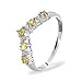 9ct White Gold Yellow Sapphire and Diamond Wishbone Ring