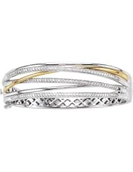 14K White/Yellow Gold 1 ct tw Diamond Bangle Bracelet