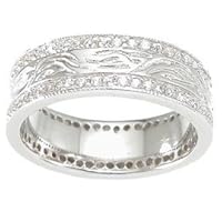 Scrolled CZ Wedding Band Ring Size 8, 9, 10, 11, 12