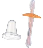 Simba Soft Bristle Silicone Baby Toothbrush with Milk Residue/Fur Scrubber (Orange)