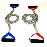 2 FIT CORD Covered Resistance Bands with PADDED HANDLES, NYLON SAFETY SLEEVE & PREMIUM LATEX EXERCISE TUBE ** 1 MEDIUM AND 1 HEAVY RESISTANCE **