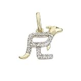 14k Solid Gold Diamond Kangaroo Charm Pendant 17070