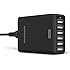 RAVPower 50W 10A 6-Port USB Charger Desktop Charging Station with iSmart Technology (Black)