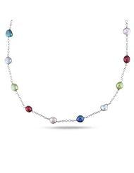 Brass, Multi-Color Pearl Necklace, 35"