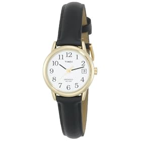 Timex T2H341 Women's Easy Reader Black Leather Watch