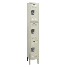 Hallowell U1288-3A-PT Parchment Steel Premium Wardrobe Locker, 1 Wide with 3 Opening, 3 Tier, 12" Width x 78" Height x 18" Depth, Assembled