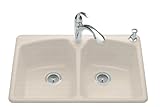 Kohler K-6491-2R-FD Tanager Self-Rimming Kitchen Sink with Single-Hole Faucet Drilling and One Accessory Hole at Right, Cane Sugar