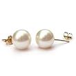 HinsonGayle AAA Round 9.0-9.5mm White Cultured Pearl Stud Earrings (14K Yellow Gold)