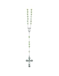 Sterling Silver Jade Rosary Beads 26"