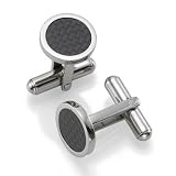Round Carbon Fiber Cuff Links