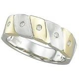 14K Two Tone Gold Round Diamond Color Men's Wedding Ring