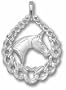 Pierced "Horse Head in Wreath" 15/16" Pendant - Sterling Silver Jewelry