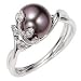 14k,Black Akoya Pearl and Diamond Ring