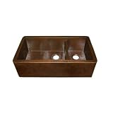 Farmhouse Duet Pro Hand Hammered Copper Kitchen Sink Finish: Antique