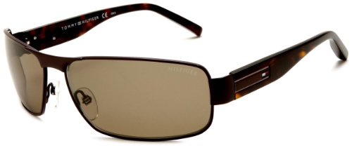 Tommy Hilfiger Men's 1009/S 0U0J Polarized Aviator Sunglasses,Matt Brown & Dark Havana Frame/Brown Lens,One Size