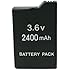 EXTENDED 3.6V 2400mAh Li-ion Slim Rechargeable BATTERY PACK For SONY PSP Slim 2000/3000 (Not Compatible with PSP 1000 Fat)