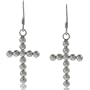 Cross Dangle Earrings Sterling Silver Beaded Features